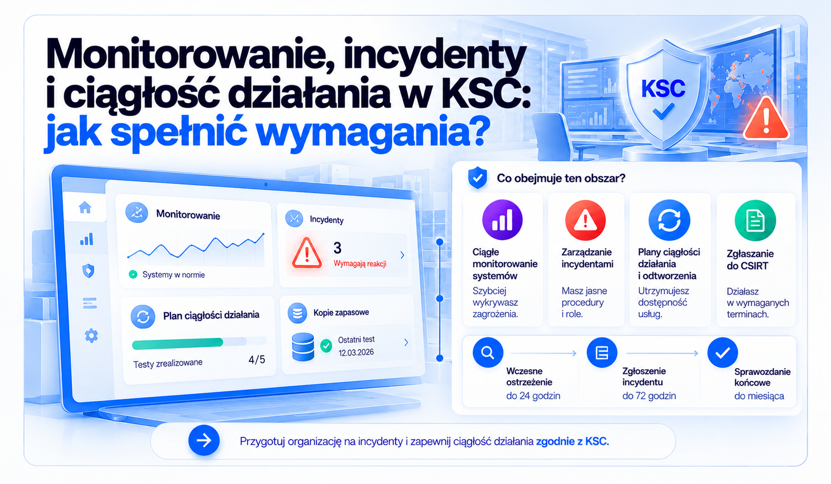Reagowanie na incydenty i ciągłość działania w KSC: wymagania art. 8 i ich realizacja w platformie